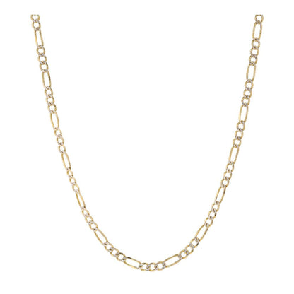 14K Two Tone Gold Textured Figaro Chain Necklace