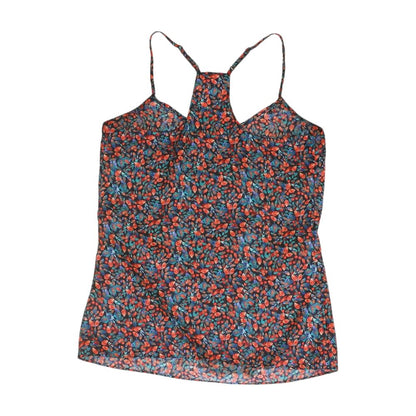 Navy Floral Sleeveless Blouse