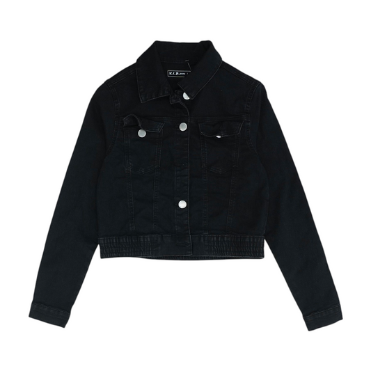 Black Solid Denim Jacket
