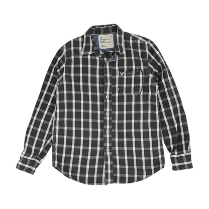Gray Plaid Flannel Button Down