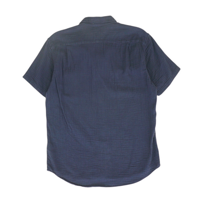 Navy Solid Short Sleeve Button Down