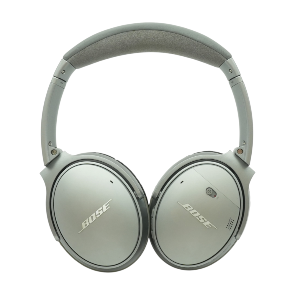 Bose Silver QuietComfort 35 Noise Cancelling Headphones With Black Earpads – Image 1