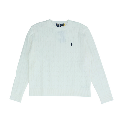 White Solid Pullover Sweater