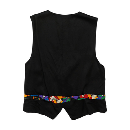 Vintage Black Graphic Suit Vest