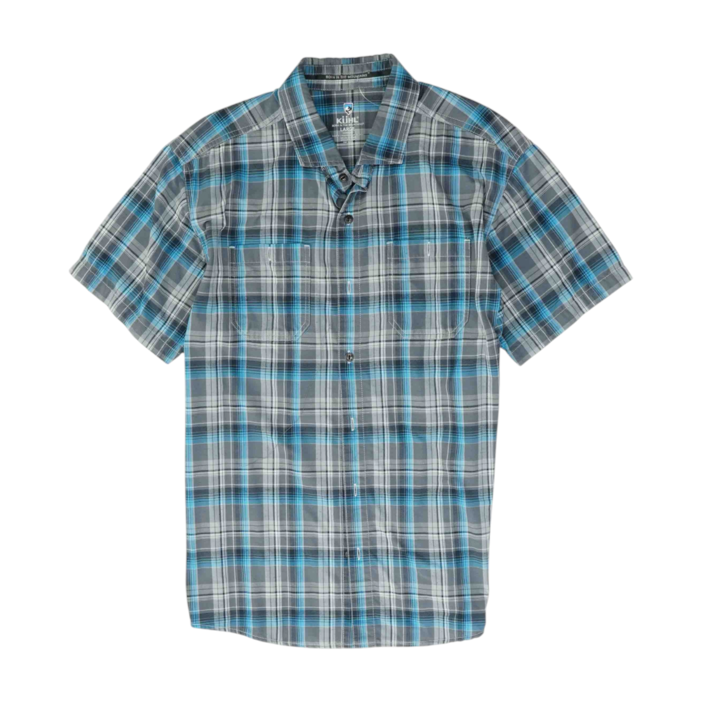 Gray Plaid Short Sleeve Button Down