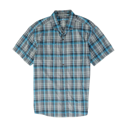Gray Plaid Short Sleeve Button Down