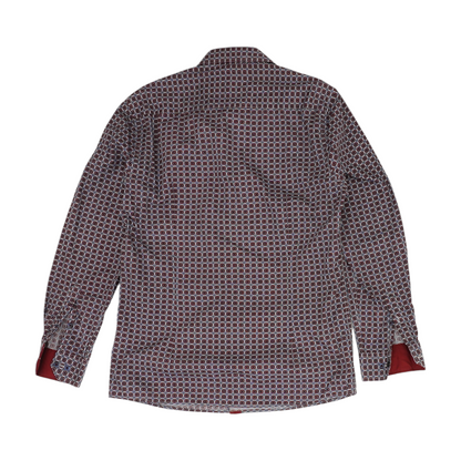 Red Abstract Long Sleeve Button Down