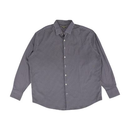Navy Check Long Sleeve Button Down