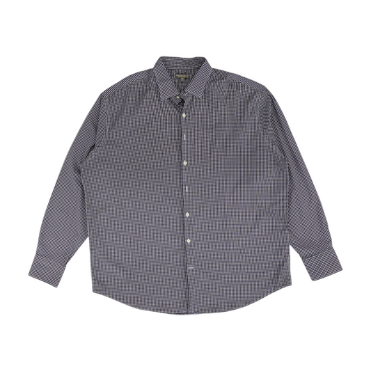 Navy Check Long Sleeve Button Down