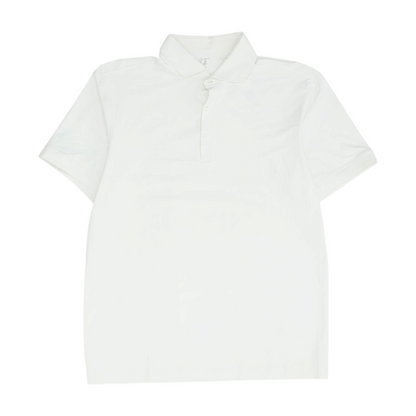 White Solid Short Sleeve Polo