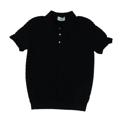 Black Solid Short Sleeve Knitted Polo