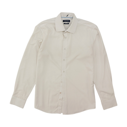 White Solid Long Sleeve Button Down
