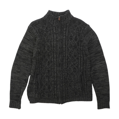 Charcoal Solid Cardigan Sweater