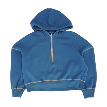Blue Solid Hoodie Pullover