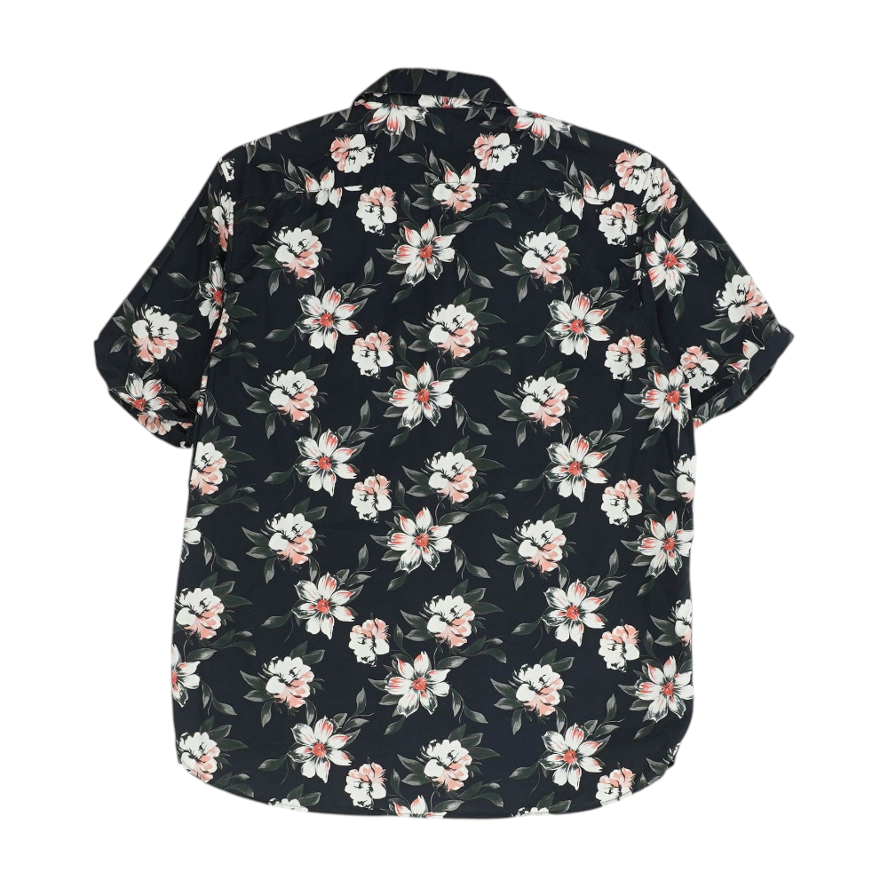 Navy Floral Short Sleeve Button Down