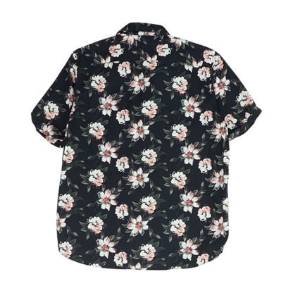 Navy Floral Short Sleeve Button Down
