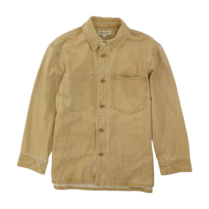 Beige Solid Denim Jacket