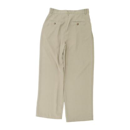 Beige Solid Dress Pants