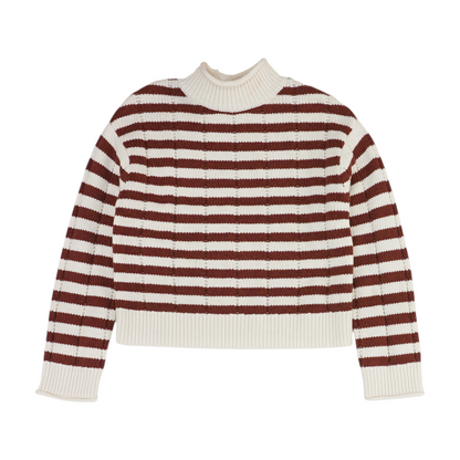Brown Striped Pullover Sweater