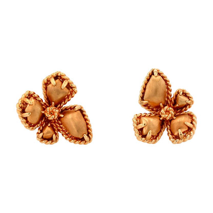 Matte Gold Tone Bloom Large Stud Earrings