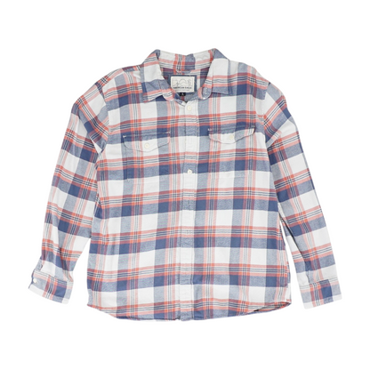 White Plaid Flannel Button Down
