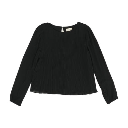 Black Solid Long Sleeve Blouse