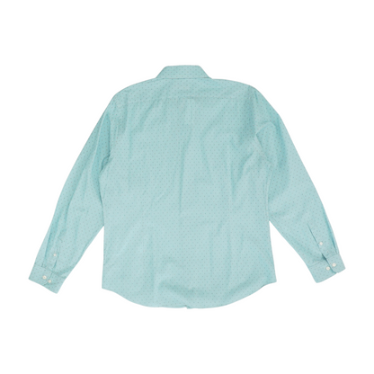 Blue Polka Dot Long Sleeve Button Down
