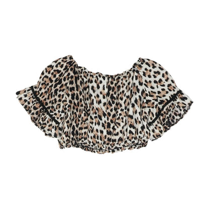 Multi Animal Print Short Sleeve Blouse