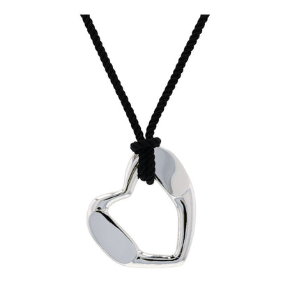 Silver Tone Precious Plated Brass Heart Pendant Necklace