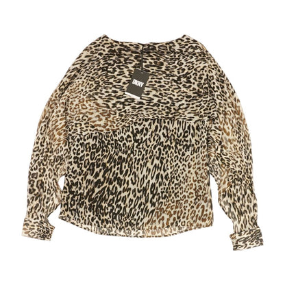 Gray Animal Print Long Sleeve Blouse