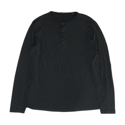 Black Solid Henley T-Shirt
