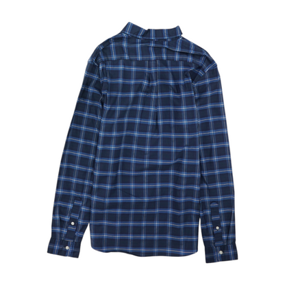 Navy Plaid Long Sleeve Button Down