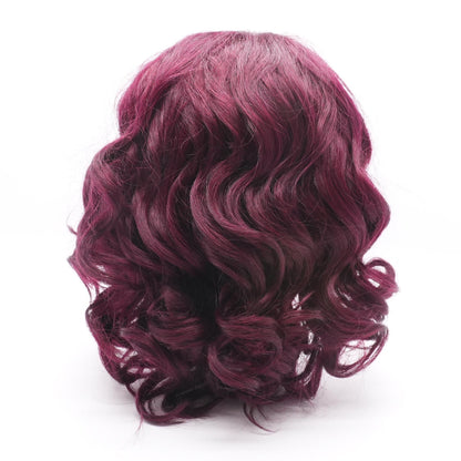 Dark Plum Loose Wave HD Lace Glueless Mid Part Short Wig 100% Human Hair