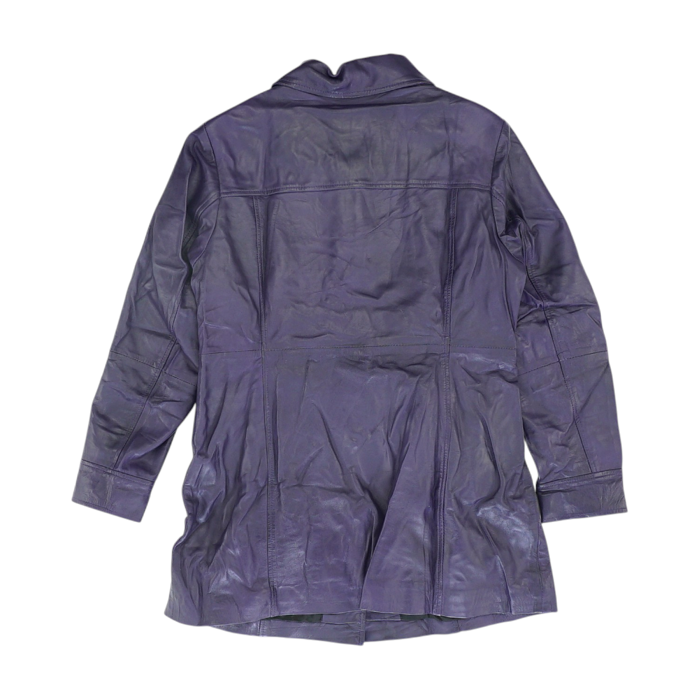 Purple Solid Leather Jacket