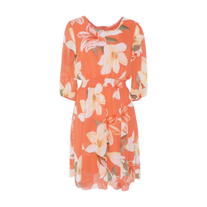 Orange Floral Midi Dress