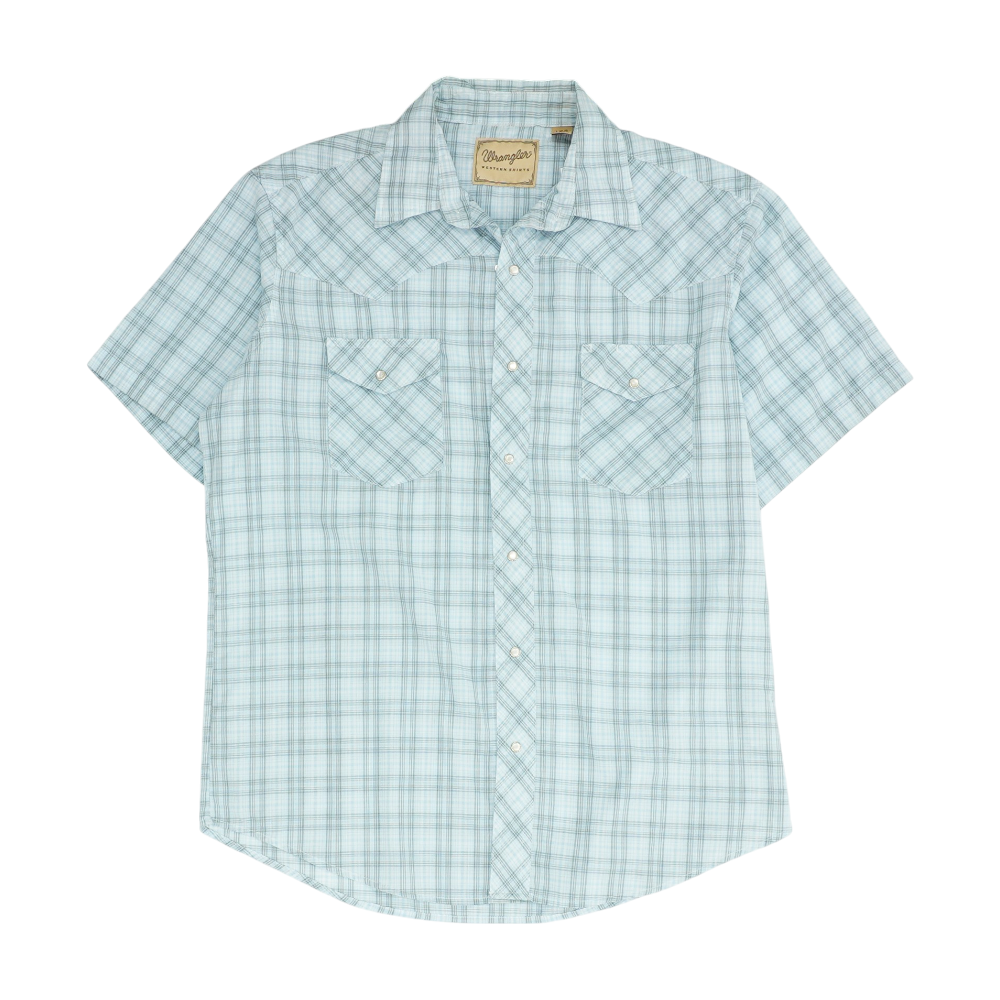 Blue Plaid Short Sleeve Button Down