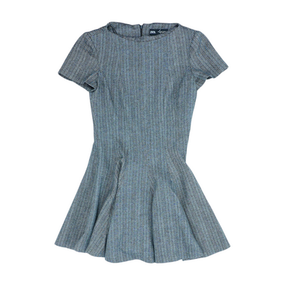 Gray Herringbone Mini Dress