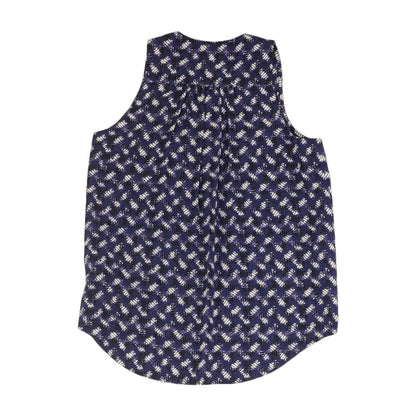 Blue Graphic Sleeveless Blouse