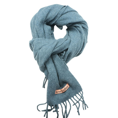 Blue 100% Wool Fringe Scarf
