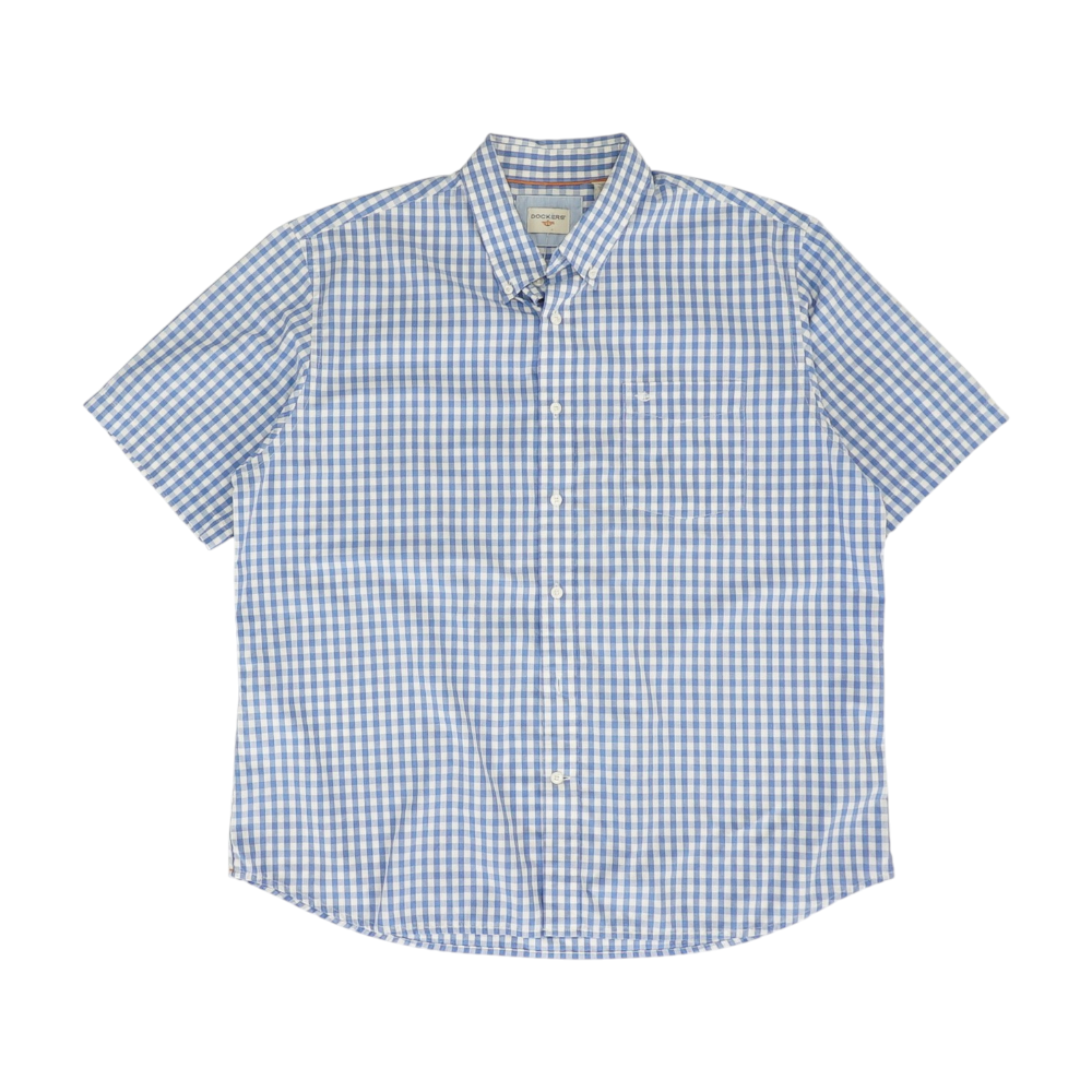 Blue Check Short Sleeve Button Down