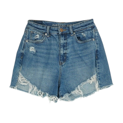 Blue Solid Denim Shorts