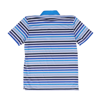 Blue Striped Short Sleeve Polo