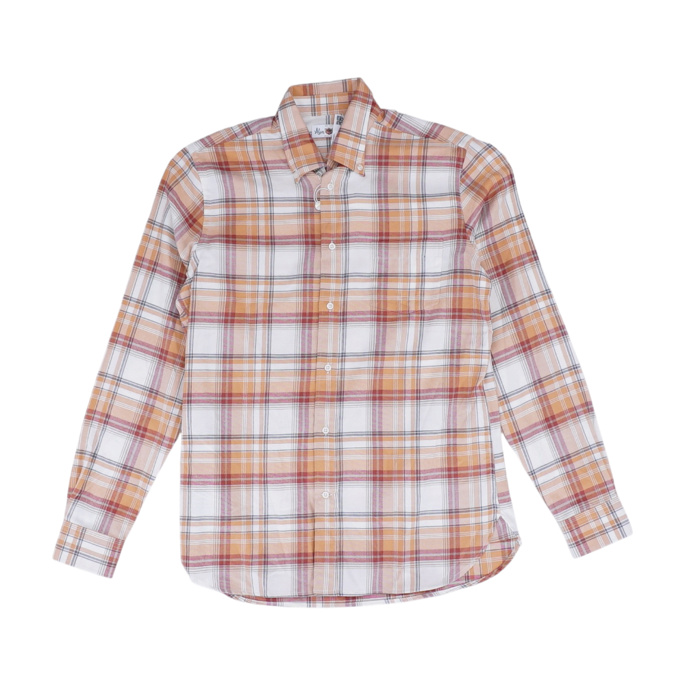 Orange Plaid Flannel Button Down