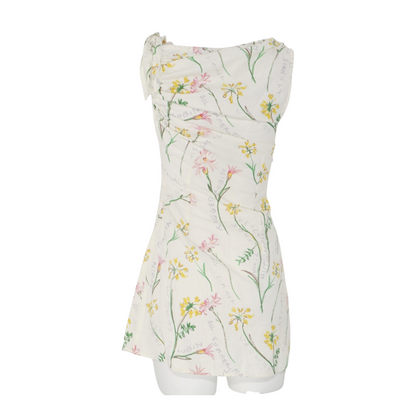 Beige Floral Mini Dress