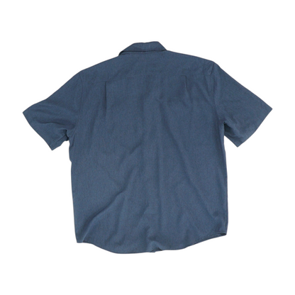 Navy Solid Short Sleeve Button Down