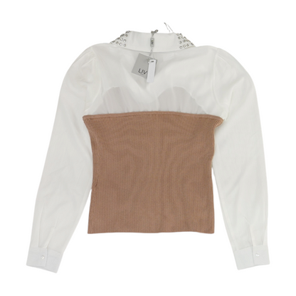 White Color Block Blouse