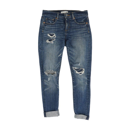 Blue Solid Skinny Leg Jeans