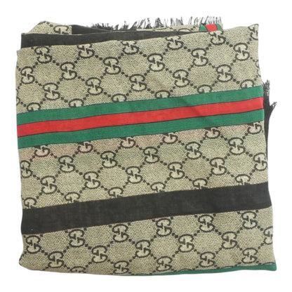 Beige Graphic Wool Scarf