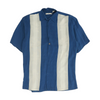 Blue Solid Short Sleeve Button Down