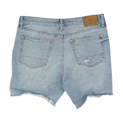 Blue Solid Denim Shorts
